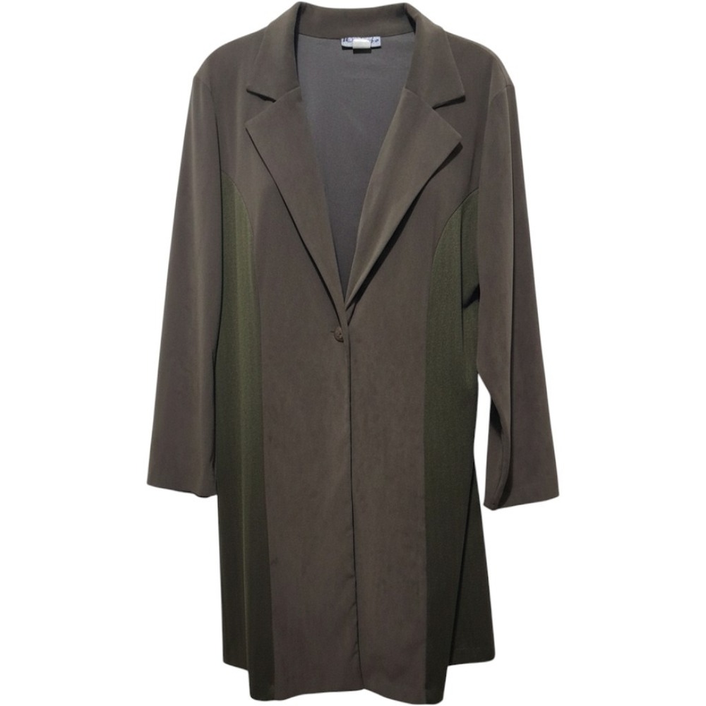 Michael Taylor Olive Green Longline Blazer Jacket Mixed Media Size 16